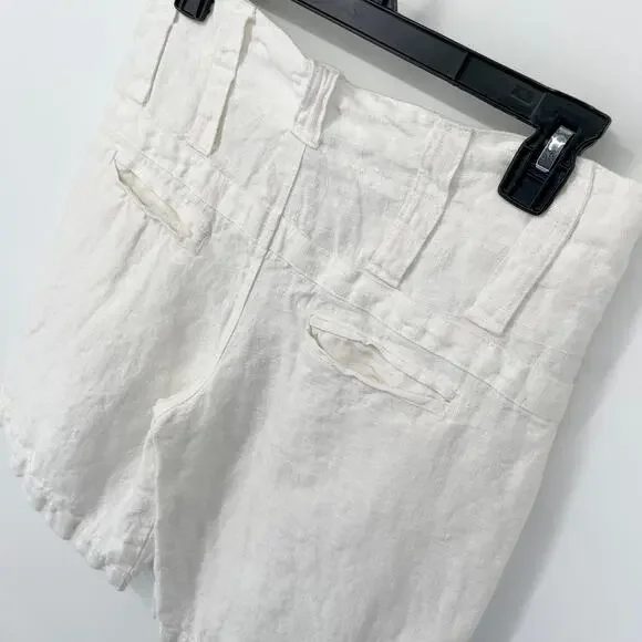 Johnny Was White Linen Y2K Lightweight Bermuda Shorts NEW Women Sz 6 / Small